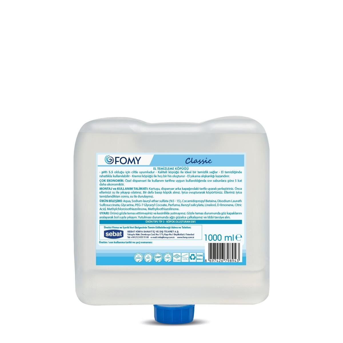 Fomy Classic Sensörlü Köpük Sabun Kartuş 1000 ml*12